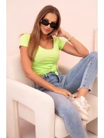 Dámska klasická bavlnená blúzka s krátkymi rukávmi modrá