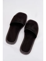 Klapki Damskie Na Platformie Z Eko Zamszu Czarne Jorina Klapki Damskie Na Platformie Z Eko Zamszu Czarne Jorina