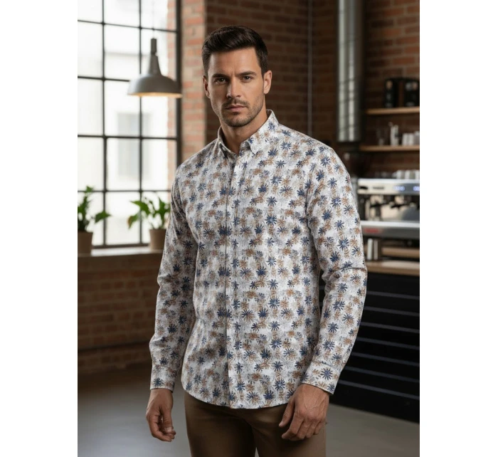 Pánská bílá košile s květinami Dstreet model 21989379 - FashionStreet