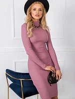 Rue Paris špinavoružové pruhované šaty s rolákom (5133-35)