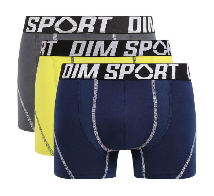 Pánske športové boxerky 3 ks DIM SPORT COTTON STRETCH BOXER 3x - DIM SPORT - žltá