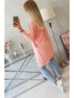 Oversize blúzka s dúhovou potlačou pier v marhuľovej farbe