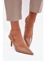 Lakované lodičky na jehlovém podpatku tmavě béžové Phelia Lakované lodičky na jehlovém podpatku tmavě béžové Phelia