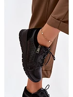 Kožené dámské polobotky na platformě model 22100881 Černé - VINCEZA Kožené dámské polobotky na platformě model 22100881 Černé - VINCEZA