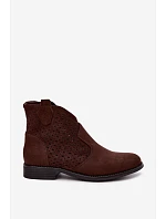 Dámské nízké kozačky s částí hnědé model 22366504 - S.Barski Dámské nízké kozačky s částí hnědé model 22366504 - S.Barski