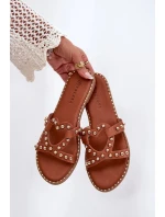 Dámske zdobené ploché papuče - ťava Adivrae