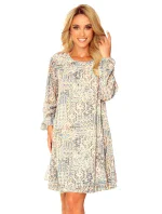 Hannah - Dámske šifónové šaty s výstrihom na chrbte as béžovo-svetlo modrým vzorom typu "Boho" 319-2 Hannah - Dámske šifónové šaty s výstrihom na chrbte as béžovo-svetlo modrým vzorom typu "Boho" 319-2