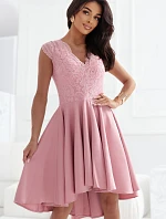 300-7 PATRICIA elegantné šaty s dlhším zadným dielom a čipkovaným výstrihom - BRUCE ROSE