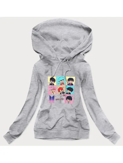 Šedá dámska športová mikina s potlačou (N7283)