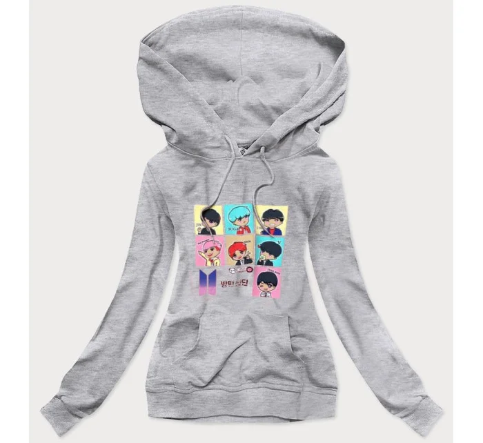 Šedá dámska športová mikina s potlačou (N7283)