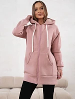 Dámska hrubá mikina na zips Goodlookin svetlo ružová (551)