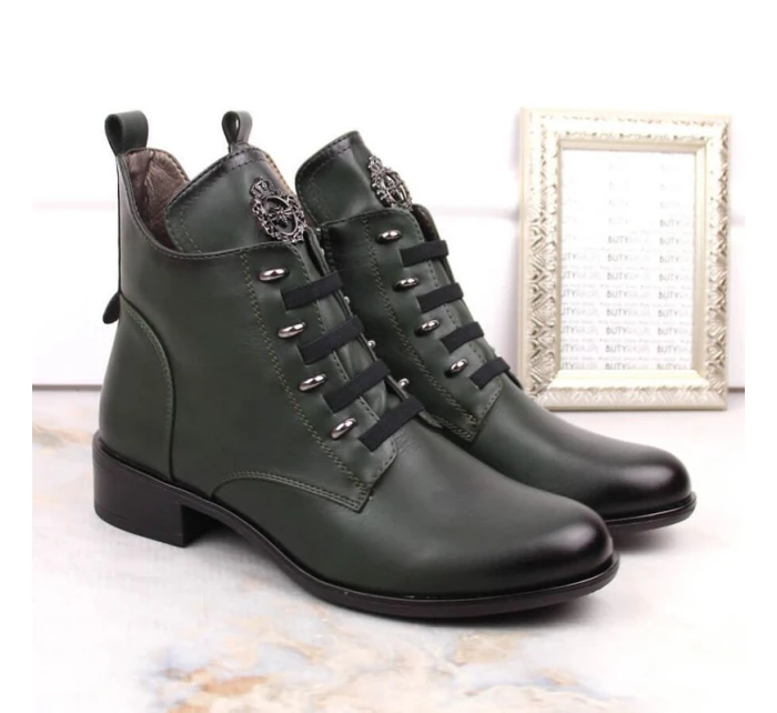 Jezzi W JEZ412B zelené zateplené čižmy s plochým podpätkom Jezzi W JEZ412B zelené zateplené čižmy s plochým podpätkom