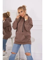 Zateplená mikina s polovičným zipsom mocca