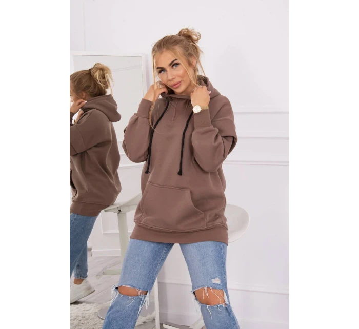 Zateplená mikina s polovičným zipsom mocca