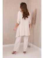 Súprava blúzka + nohavice s príveskom béžová