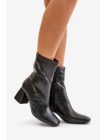 Gładkie Botki Damskie Na Słupku Z Eko Skóry Czarne Izariel Gładkie Botki Damskie Na Słupku Z Eko Skóry Czarne Izariel