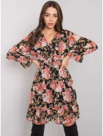 Šaty DHJ SK černá a růžová model 16300298 - FPrice Šaty DHJ SK černá a růžová model 16300298 - FPrice