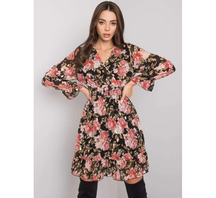 Šaty DHJ SK černá a růžová model 16300298 - FPrice Šaty DHJ SK černá a růžová model 16300298 - FPrice