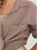 Koszula MI KS model 22102626 ciemny bezowy - FPrice Koszula MI KS model 22102626 ciemny bezowy - FPrice