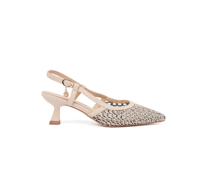 Vynikajúce dámske lodičky Jasnobeżowy na širokom podpätku Vynikajúce dámske lodičky Jasnobeżowy na širokom podpätku