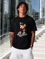 Tshirt męski oversize z nadrukiem bawełniany czarny model 22216258 - FashionStreet