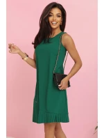 308-4 KARINE elegantné trapézové šaty s asymetrickými pásmi - ZELENÉ