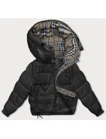 Dámska prechodná bunda s kockovanou podšívkou čierna (842)