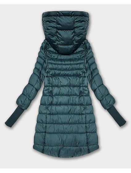 Zelená dámská bunda pro přechodné období s stahovacími lemy model 21389950 - FLY MODA Zelená dámská bunda pro přechodné období s stahovacími lemy model 21389950 - FLY MODA