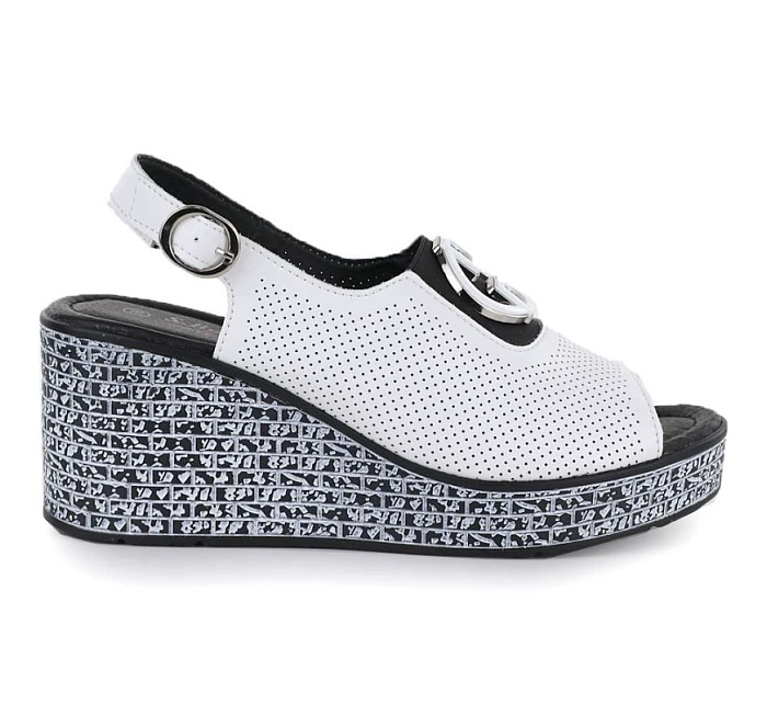 Dámske kožené sandále na platforme biele S.Barski 7014 Dámske kožené sandále na platforme biele S.Barski 7014