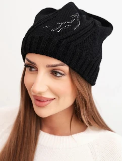 Dámská zimní čepice s vlnou a zdobením z  černá model 21783037 - K-Fashion