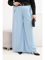 Dámske Plus veľkosť široké nohavice s opaskom Modrá Dámske Plus veľkosť široké nohavice s opaskom Modrá