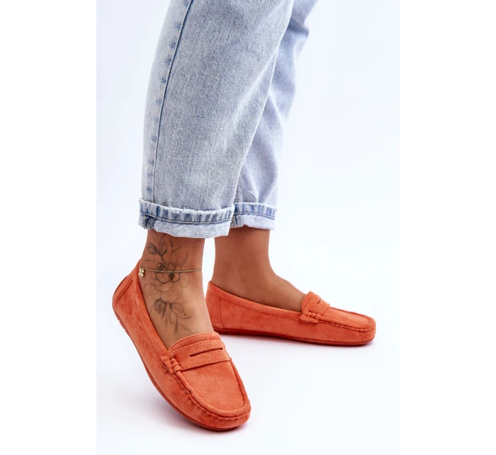 Damskie Zamszowe Mokasyny Pomarańczowe Lenvie