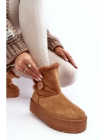 Damskie Śniegowce Na Platformie Z Futerkiem Camel Wikasem