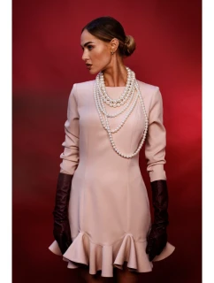 model 21296123 Šaty s volánkovým lemem béžové - Moe