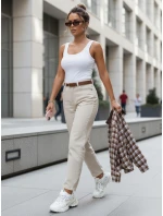 Dámske džínsy s vysokým pásom a opaskom béžovej farby FashionStreet UY2918