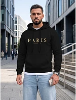 Bluza męska z kapturem z nadrukiem PARIS czarna model 22347639 - FashionStreet