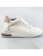 Bielo-béžové športové topánky so skrytým klinom (666-16)