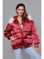 Krátka nadrozmerná bunda vo vínovej farbe (H-1109-25)