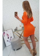 Šaty s výstrihom na gombíky oranžové