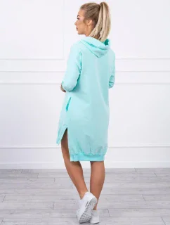 Šaty s kapucňou a dlhším chrbtom mint