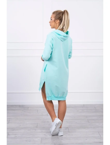 Šaty s kapucňou a dlhším chrbtom mint