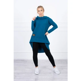 Mikina s dlhým chrbtom a kapucňou Marine