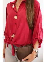 Dámská košile s ozdobnými knoflíky a límcem bordová model 21402214 - K-Fashion