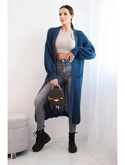Dlouhý svetr kardigan tmavě model 21402226 - K-Fashion Dlouhý svetr kardigan tmavě model 21402226 - K-Fashion