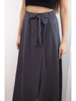 Dámska bavlnená maxi sukňa so zaväzovaním graphite