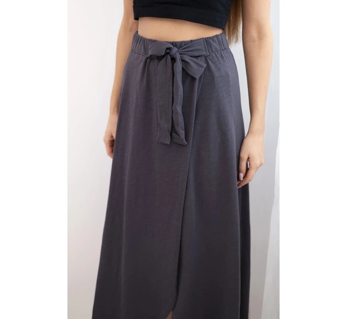 Dámska bavlnená maxi sukňa so zaväzovaním graphite