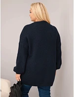 Dámský svetr Plus Size volného střihu s dlouhým rukávem modrý Dámský svetr Plus Size volného střihu s dlouhým rukávem modrý