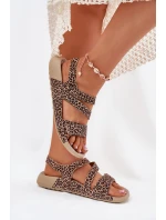Dámské Kožené Sandály model 21698634 Leopard - Zazoo