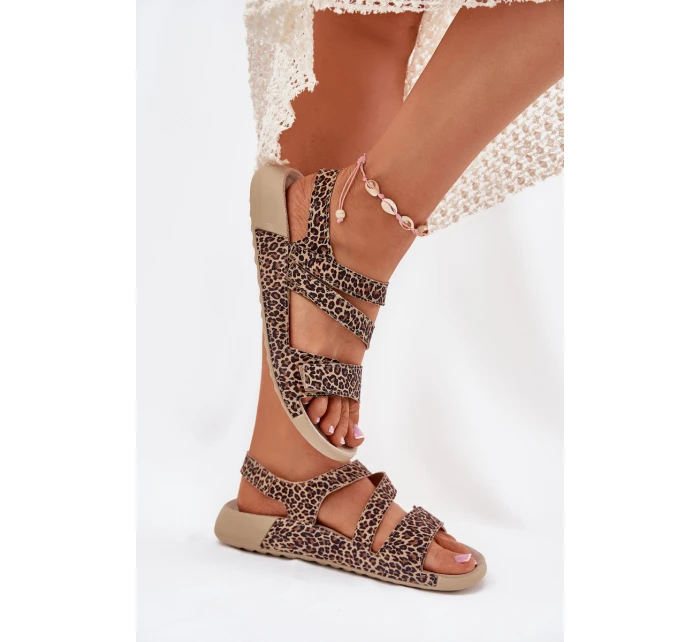Dámské Kožené Sandály model 21698634 Leopard - Zazoo