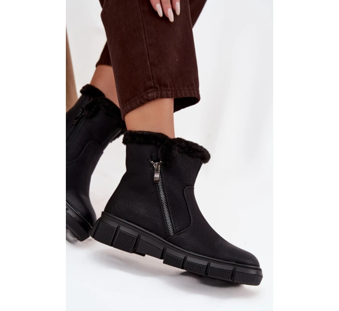 Śniegowce Damskie Na Platformie Z Futerkiem Czarne Briselle Śniegowce Damskie Na Platformie Z Futerkiem Czarne Briselle
